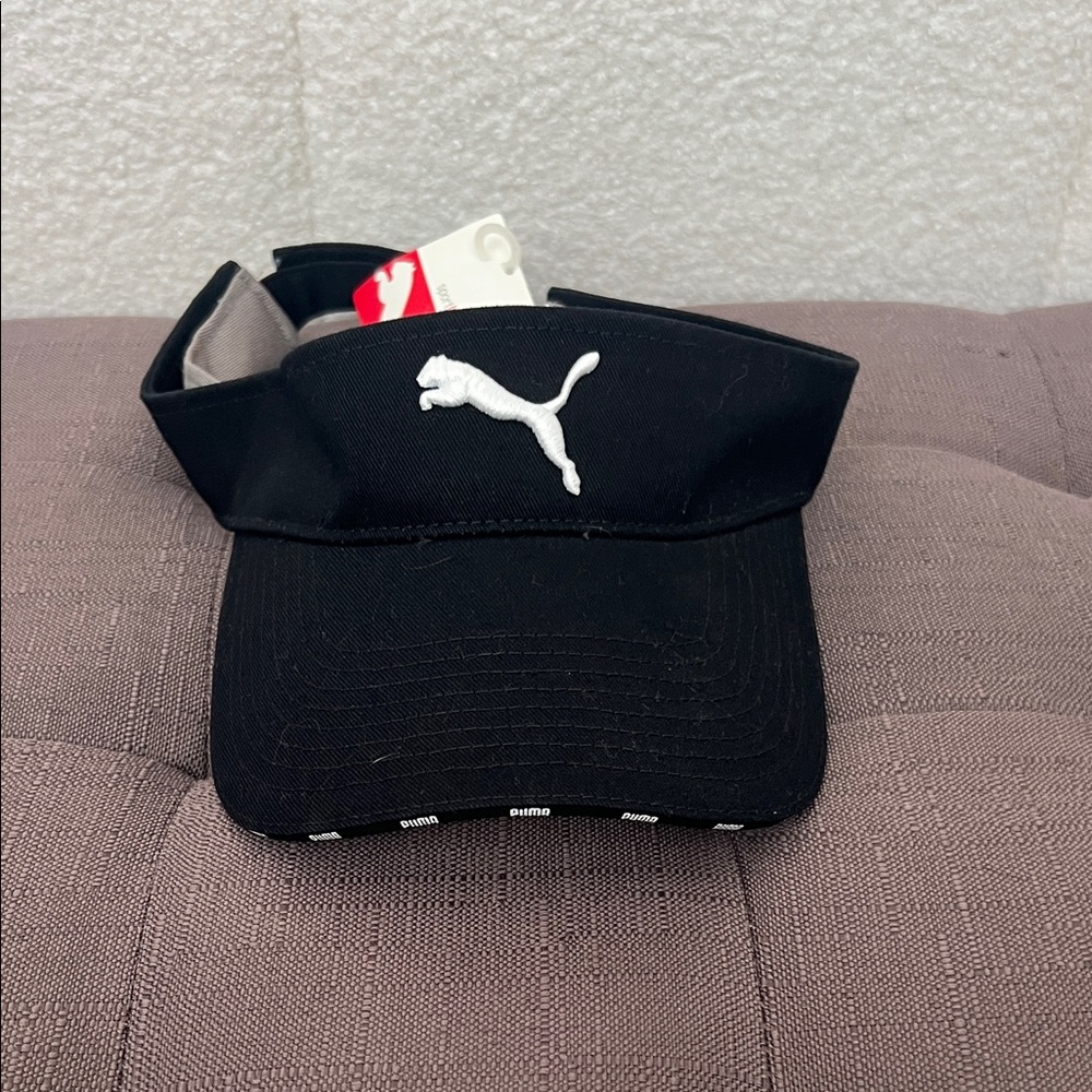 NWT 🖤 Puma Black Sports Visor Unisex White Embroidered Logo